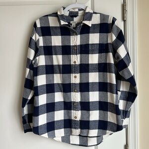 LL BEAN Women’s Soft-Brushed Organic Cotton Flannel Shirt, Dark Indigo